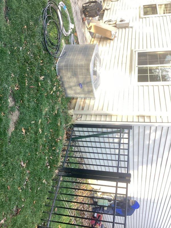 Completed installation of 18kW generator with extended warranty. Performed connection of refrigerant lines and verified proper mounting of condensing unit on customer's wooden deck. Conducted final inspection of all mechanical components and fittings to ensure system integrity and operational readiness.