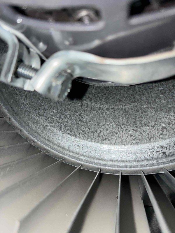 Completed first-year heating maintenance service on two systems per MVP maintenance protocol. Inspected blower wheel assembly and replaced component with hand tool. Visual inspection confirmed proper installation of filtration material and verified fan operation after service.