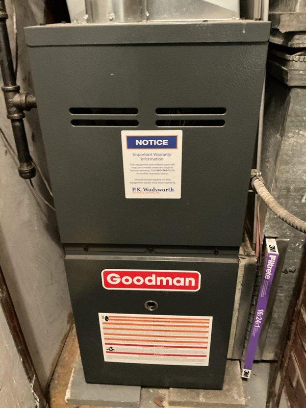 Responded to no-heat call on Goodman furnace less than 10 years old. Performed diagnostic inspection of internal components including blower motor, wiring connections, and ventilation system. Identified and resolved issue, restoring proper heating function to the unit.