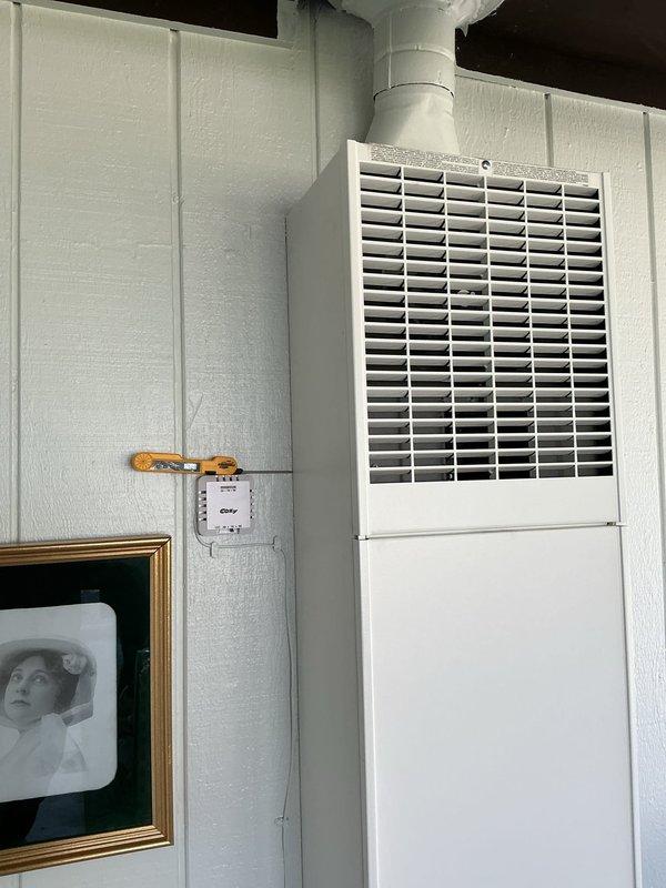 Responded to service call for thermostat communication failure with furnace. Diagnosed and restored connectivity between wall-mounted HVAC unit and thermostat control system. System now functioning properly with normal operation confirmed.