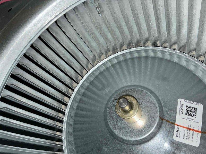 Performed scheduled annual maintenance on gas furnace. Conducted electrical safety checks with multimeter, verifying proper voltage readings of 103.4V. Inspected and cleaned blower wheel assembly to ensure optimal airflow and system efficiency.
