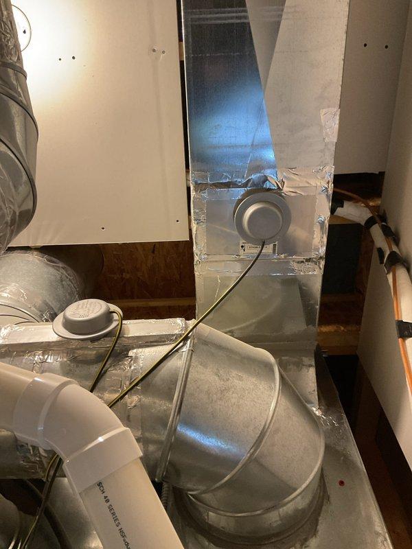 Completed routine heating maintenance service on Arzel system. Inspected ductwork connections, checked all seams and metallic tape for proper sealing, and verified proper installation of ventilation components. System appears to be in good working condition with normal wear; all wiring connections and control cables are secure and functioning properly.