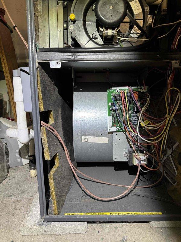 Responded to no heat complaint on system over 10 years old. Diagnostic testing revealed low gas pressure reading of +7.49" WC on the UEi EM201B meter. Inspected furnace interior components including blower motor, control board, and associated wiring harness, then made necessary pressure adjustments to restore proper heating function.
