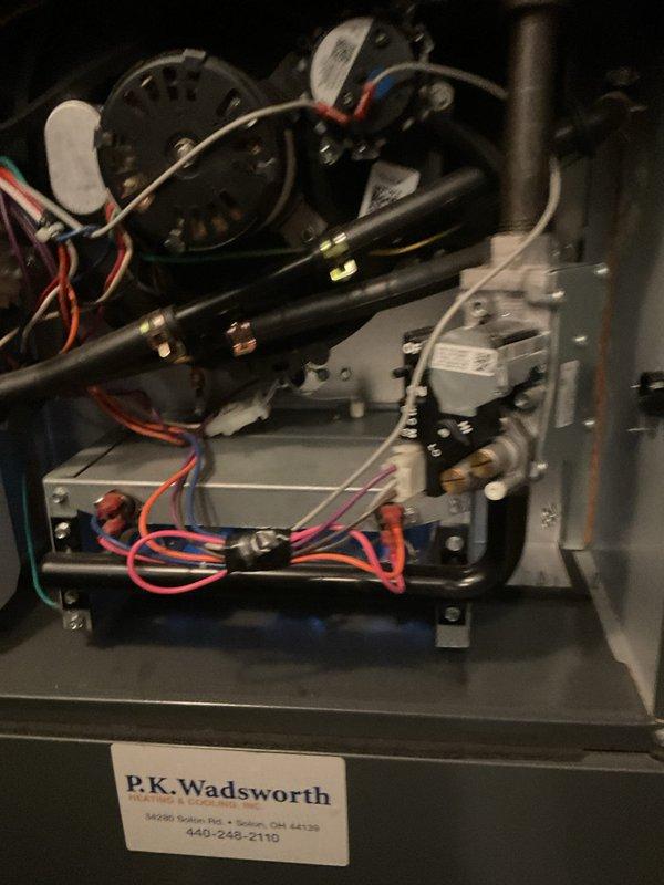 Performed comprehensive heating maintenance on residential furnace system. Inspected electrical connections, circuit board, and gas valve assembly. Verified proper operation of fan motor and all control components.