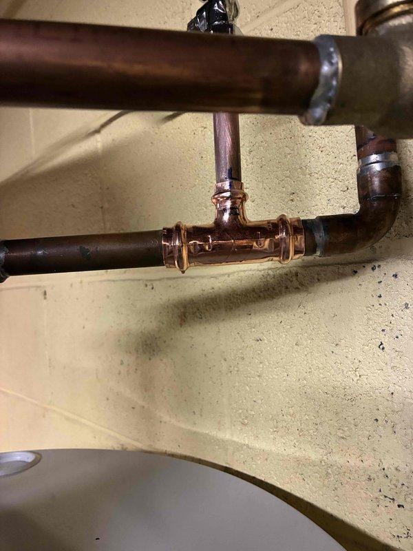 Successfully replaced bypass humidifier system, including installation of new copper supply piping with integrated sight glass and control valve. System was properly soldered at all connection points and tested for proper operation before completion.