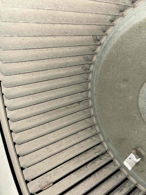 # HVAC Maintenance - Heating System 10+ Years Old

Completed scheduled heating maintenance on aging HVAC system. Upon arrival, coordinated site access per customer requirements and proceeded with comprehensive inspection. Performed thorough examination of evaporator coil assembly, noting accumulated dust and debris between fins typical of systems over 10 years old. Documented curved heat exchanger configuration and verified structural integrity of parallel fin arrangement and cylindrical drum assembly. 

Inspected ductwork and identified areas of concern including visible deterioration with breach in pipe material and surface damage requiring monitoring. Captured photographic documentation of coil condition and duct damage for service records. System components showed signs of age-appropriate wear but remained operational. Completed maintenance protocol and provided visual documentation of current system condition for future reference.