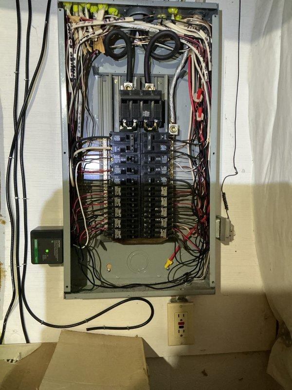 # Electrical Service Report

Responded to service call for electrical panel safety concerns. Upon inspection, identified multiple incorrect circuit breakers installed in the panel that were not compatible with the manufacturer's specifications. Removed all non-compatible breakers and replaced them with proper manufacturer-approved circuit breakers to ensure safe operation and code compliance.

Installed whole-home surge protection device to safeguard the electrical system and connected equipment from voltage spikes and power surges. Properly integrated the surge protector with the main electrical panel, ensuring all circuits are protected. Verified all electrical connections were secure and torqued to manufacturer specifications.

Performed comprehensive testing of all circuits to confirm proper operation of new breakers and surge protection system. Verified ground connections and panel integrity. System is now operating safely with appropriate overcurrent protection and surge suppress