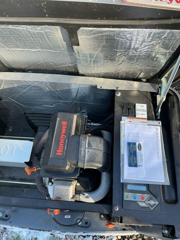 # Generator Maintenance Service

Performed comprehensive preventive maintenance on standby generator system. Conducted thorough inspection of all major components including Honeywell control module, transfer switch assembly, and battery system. Verified proper operation of AUTO/ON/OFF control switches and indicator lights on electrical control panel. Performed battery load test using diagnostic analyzer, confirming optimal performance with 100% state of health, 100% measured charge, and 625mA CCA rating meeting manufacturer specifications. All systems tested and verified operational.