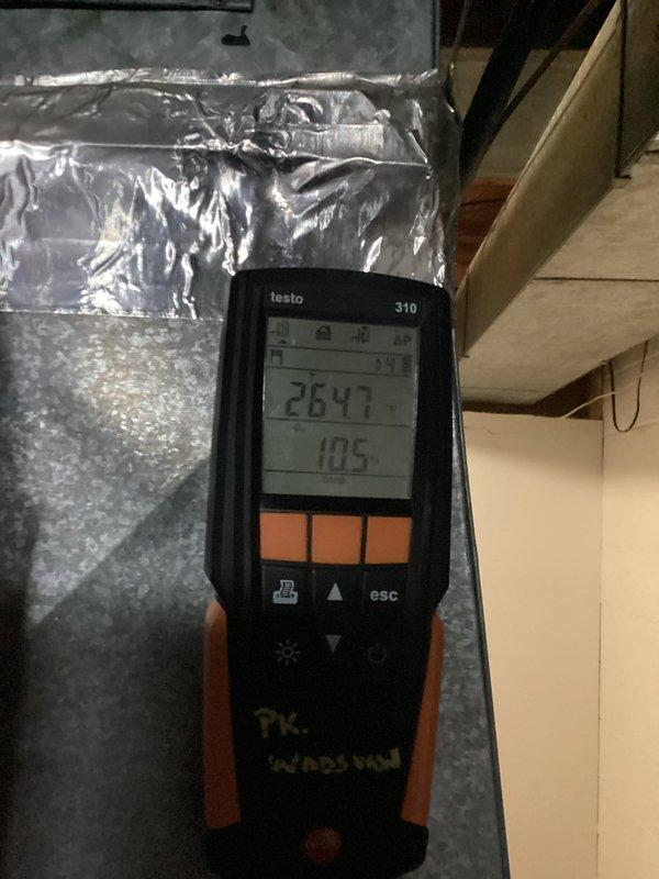 Completed first-year preventative maintenance visit on Goodman furnace system. Performed comprehensive system diagnostics using combustion analyzer (Testo 310) to verify proper air-fuel mixture and measure flue gas temperatures, confirming optimal combustion efficiency with readings within manufacturer specifications. Conducted full operational testing with digital multimeters and diagnostic equipment to assess electrical components, control board functionality, and safety systems, verifying all parameters are operating correctly for the heating season.