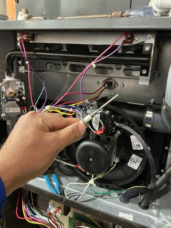 Completed routine heating maintenance on residential gas furnace system. Performed comprehensive inspection of internal components including blower motor assembly, electrical connections, gas valve, and control mechanisms with all wiring and connections verified for proper operation. Unit tested and confirmed to be functioning within normal parameters.