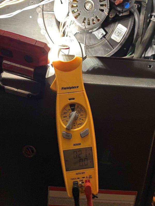 Completed comprehensive heating tune-up on residential HVAC system, including electrical diagnostics with digital multimeter to verify blower motor operation and system performance. Inspected internal components, replaced dirty air filter, and confirmed all mechanical and electrical systems operating within normal parameters.