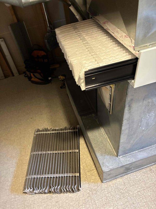 Completed comprehensive heating tune-up on residential HVAC system, including electrical diagnostics with digital multimeter to verify blower motor operation and system performance. Inspected internal components, replaced dirty air filter, and confirmed all mechanical and electrical systems operating within normal parameters.