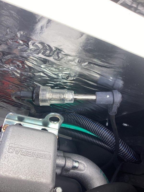 Performed scheduled maintenance on Generac generator unit. Conducted comprehensive system inspection including visual examination of engine components, sensors, and electrical connections. Tested battery condition using digital analyzer, confirming optimal performance with 98% state of health, 100% state of charge, and 518 CCA rating within acceptable parameters. Verified all wiring harnesses, protective conduit, and sensor connections were secure and functioning properly. Unit operating normally with all systems tested and confirmed in good working condition.