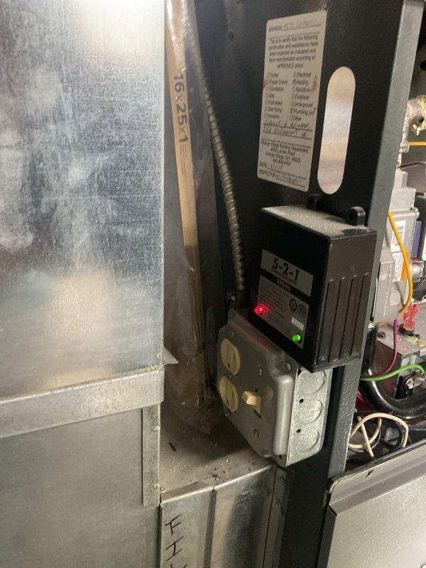 Completed routine heating maintenance on commercial HVAC system. Inspected motor controller and electrical components, verified proper operation of indicator lights and safety systems. Evaluated and documented air filter condition, noting accumulated debris requiring attention for optimal system performance.