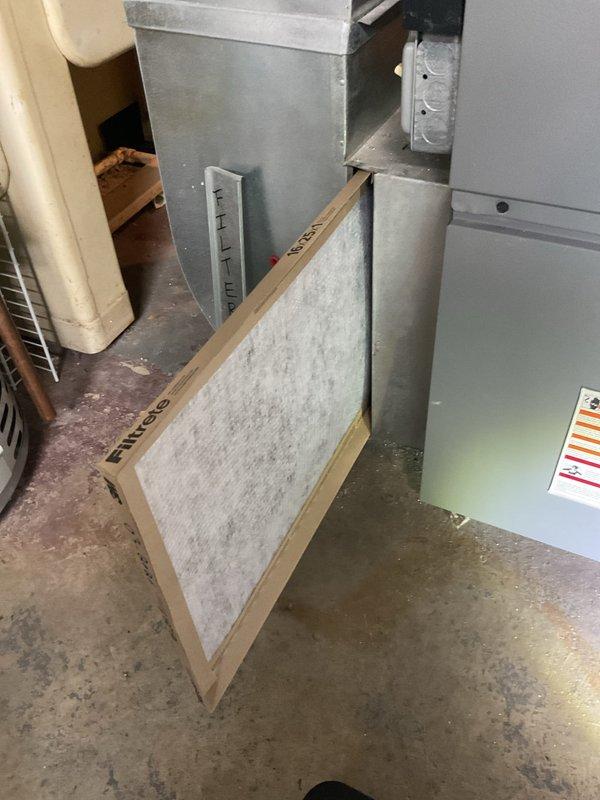 Completed routine heating maintenance on commercial HVAC system. Inspected motor controller and electrical components, verified proper operation of indicator lights and safety systems. Evaluated and documented air filter condition, noting accumulated debris requiring attention for optimal system performance.