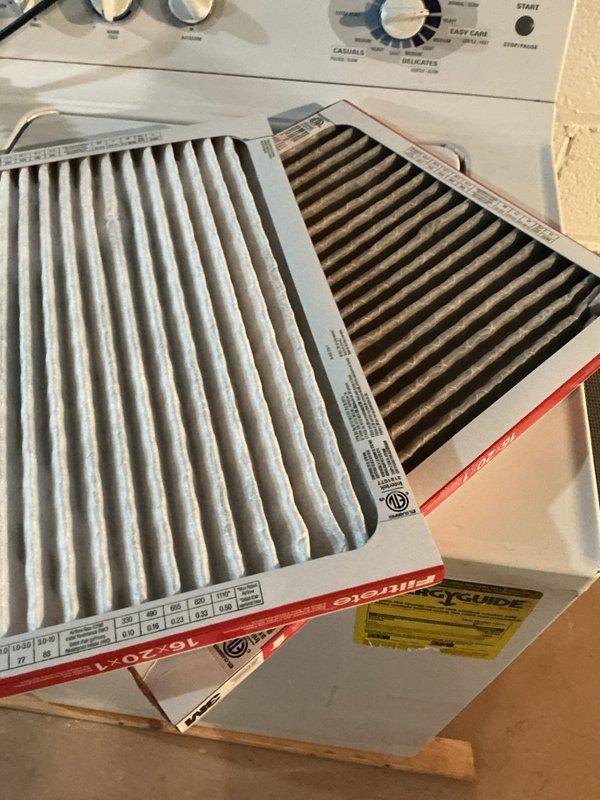 Completed routine heating maintenance on residential Amana furnace system. Performed comprehensive inspection of unit, ductwork, and ventilation components, verifying proper operation of all mechanical and electrical systems. Replaced heavily soiled air filter with new filter, removing significant dirt and debris accumulation that was restricting airflow. Confirmed all duct connections are secure with proper insulation and sealing, condensate drainage system functioning correctly, and exhaust/intake piping properly installed. System tested and operating within manufacturer specifications.