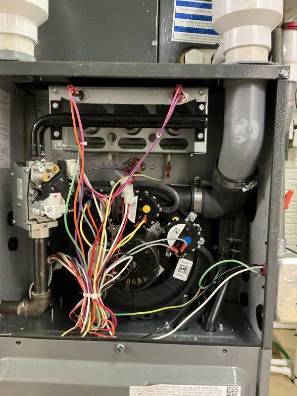 Completed comprehensive heating maintenance on two HVAC systems, performing full inspections of gas valves, control boards, pressure switches, and electrical connections. Verified proper operation of all safety controls, checked wiring harnesses and connectors for secure connections, and confirmed system components were functioning within manufacturer specifications with no issues identified.