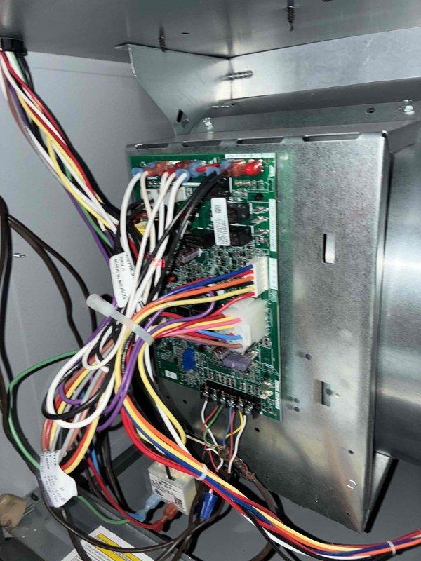 Completed first-year heating maintenance service on furnace system as part of annual preventive maintenance program. Performed comprehensive inspection of control board, wiring connections, and blower assembly; verified all electrical components, capacitors, and integrated circuits functioning properly; confirmed blower wheel clean and operating efficiently with no debris accumulation. All system components found in good working condition with no repairs required at this time.