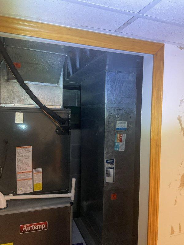 Completed scheduled heating maintenance on Airtemp furnace and air handler system. Performed comprehensive inspection of all components, verified proper operation of heating elements, checked electrical connections and safety controls, inspected condensate drainage system, and confirmed all manufacturer specifications and labels were intact and legible. System tested and operating within normal parameters.