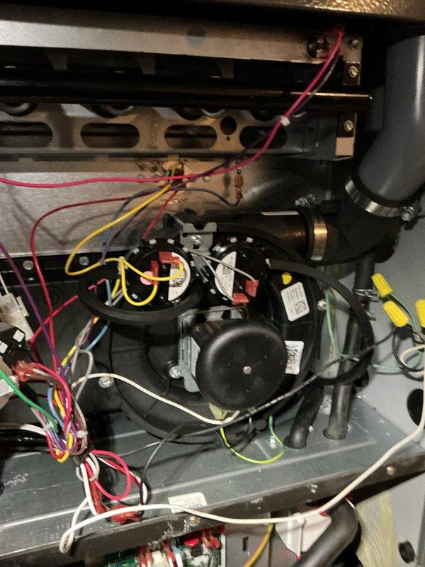 Completed first-year heating maintenance on residential HVAC system. Performed comprehensive inspection of furnace components including blower motor assembly, heat exchanger, electrical connections, and refrigerant lines. All wiring connections were verified secure, blower motor operation confirmed normal, and heat exchanger inspected for proper condition with no visible concerns noted.