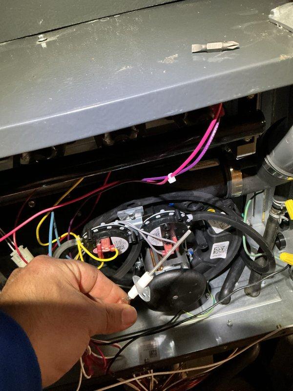 Completed first-year heating maintenance on residential HVAC system. Performed comprehensive inspection of furnace components including blower motor assembly, heat exchanger, electrical connections, and refrigerant lines. All wiring connections were verified secure, blower motor operation confirmed normal, and heat exchanger inspected for proper condition with no visible concerns noted.