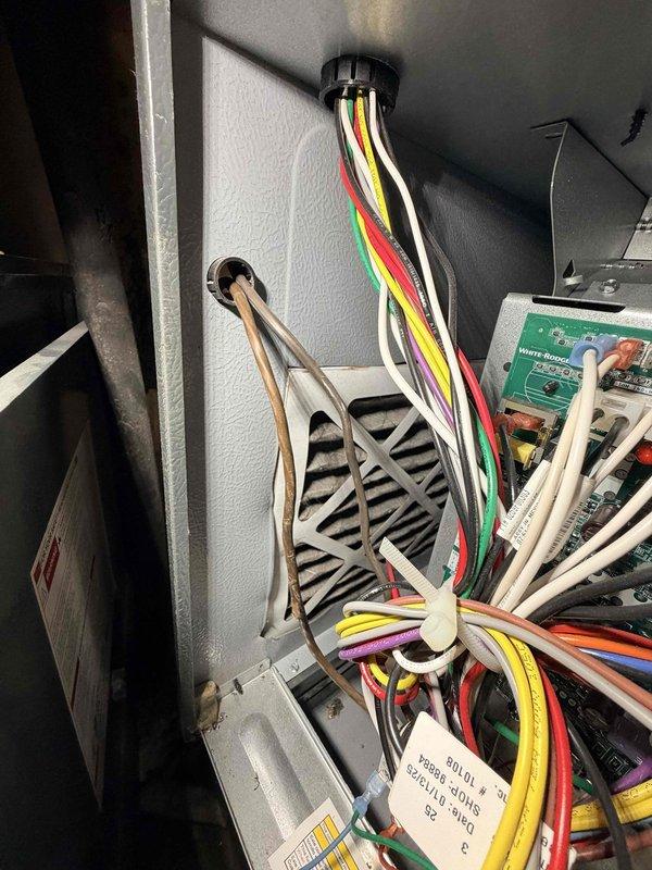 Performed comprehensive heating maintenance on HVAC system, including thorough inspection of blower assembly and internal components. Removed and examined centrifugal blower wheel, confirming proper operation with no debris accumulation or blade damage. Inspected electrical connections, control board wiring, and motor assembly, verifying all connections were secure and system components functioning within normal parameters.