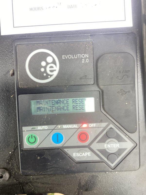 Performed scheduled preventive maintenance on Generac Evolution 2.0 standby generator system. Conducted comprehensive battery load test using digital analyzer, confirming battery health at 100% state of charge with 14.48V output and proper cold cranking amperage. Completed maintenance reset procedure through generator control panel and verified all system parameters within normal operating specifications.