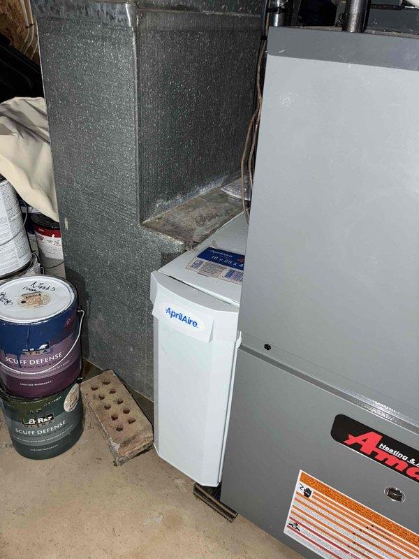Completed full HVAC system installation including an 80% efficiency furnace, air conditioning unit, and ductwork with insulation liner. Installed copper refrigerant lines with service valves, secured all piping with proper brackets and clamps, and integrated an AprilAire humidifier system for whole-home comfort control. All equipment was properly commissioned, refrigerant lines were tested and charged, and system operation was verified to manufacturer specifications.