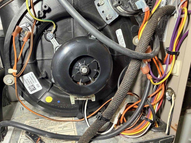 Completed comprehensive heating maintenance on two HVAC systems. Performed thorough inspection of furnace components including draft inducer blower motor assemblies, electrical connections, and wiring harnesses. Verified proper operation of all mechanical systems, checked blower motors, examined combustion chambers, and inspected ventilation piping. All electrical connections were secure with proper wire management in place. Both heating units tested and confirmed operational with no deficiencies noted.