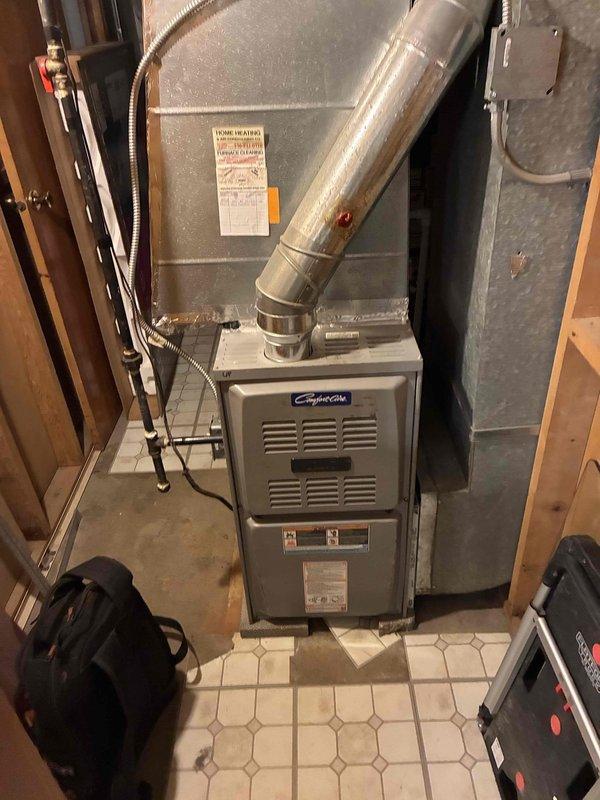 Completed scheduled heating maintenance on ComfortMaker furnace system as part of ongoing preventative maintenance program. Performed comprehensive inspection of all furnace components including blower motor assembly, heat exchanger, burner operation, and ductwork connections. All system components found operating within normal parameters, connections secured, and unit tested for proper heating cycle operation.