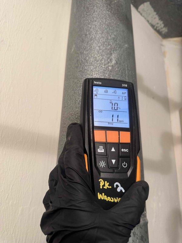 Responded to customer complaint of unusual noise from furnace. Performed thorough inspection of internal components including heat exchanger, blower assembly, and ductwork. Conducted combustion analysis using Testo 310 analyzer, which measured carbon monoxide levels at 11 ppm and flue temperature at 70°F. All readings within normal operating parameters. Inspected blower motor, mounting brackets, and condensate pan for loose components or debris that could cause noise. System operating safely with proper combustion efficiency.