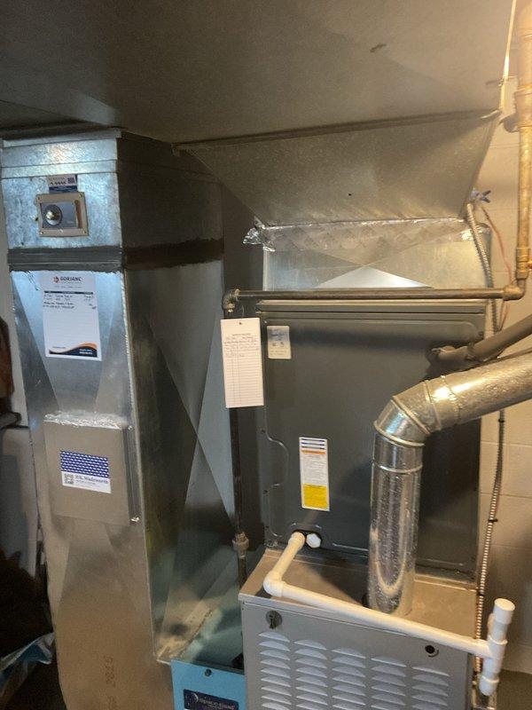 Completed scheduled heating maintenance on residential Carrier furnace system. Performed comprehensive inspection of furnace unit, air handler, ductwork connections, and ventilation components. Verified proper operation of all system controls, checked gas line connections, and inspected condensate drain lines for proper flow. Examined flexible and rigid ductwork for secure mounting and proper sealing. All equipment found in good operational condition with no immediate repairs required. System operating within manufacturer specifications.