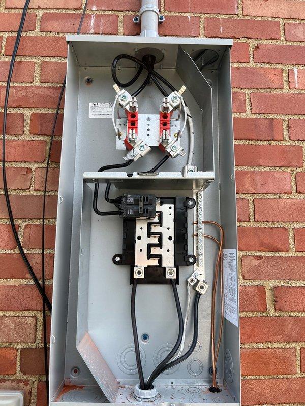 Replaced existing 100-amp electrical panel and exterior components to bring the system into full compliance with current National Electrical Code standards. The installation included new circuit breakers, disconnect switches, and proper conduit routing with professional wire management throughout the enclosure, ensuring safe and code-compliant operation of the electrical service.