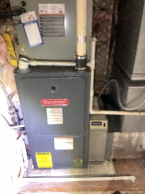 Completed comprehensive heating maintenance on two HVAC systems located in basement utility area. Performed standard seasonal inspections on gray furnace unit and secondary air handler, including filter verification (16x25x4 MERV11-13), visual inspection of electrical components and control panels, examination of PVC venting systems, and assessment of refrigerant line connections. Both systems checked for proper operation with all safety labels and documentation confirmed in place.