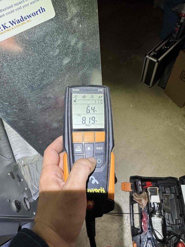 Completed comprehensive heating system maintenance inspection and performance testing. Conducted combustion analysis using Testo 310 analyzer, recording flue gas temperatures and efficiency readings to verify proper burner operation and safe combustion parameters. Performed condensate drain line inspection and cleaning to ensure proper drainage and prevent potential system backups during heating season operation.
