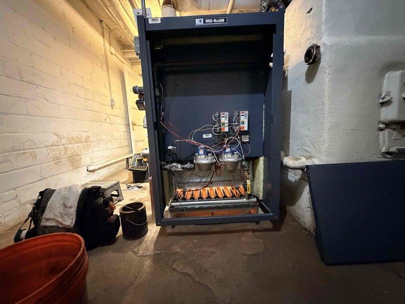 Completed scheduled preventive maintenance visit on residential water boiler system. Performed comprehensive inspection of all internal components including electrical connections, heating elements, circulator pumps, and control systems. Verified proper operation of burner assembly, checked all wiring connections for security and signs of wear, and confirmed control panel functionality. All components found operating within normal parameters with no issues identified requiring immediate attention.