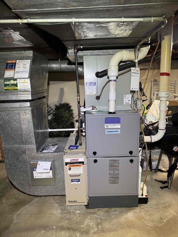 Completed comprehensive heating maintenance on residential Lennox furnace system. Performed full system inspection including heat exchanger examination, blower motor assembly evaluation, electrical connections verification, and control board assessment. All components found operating within manufacturer specifications, ductwork and condensate drainage system inspected and confirmed secure, and unit tested for proper functionality prior to departure.