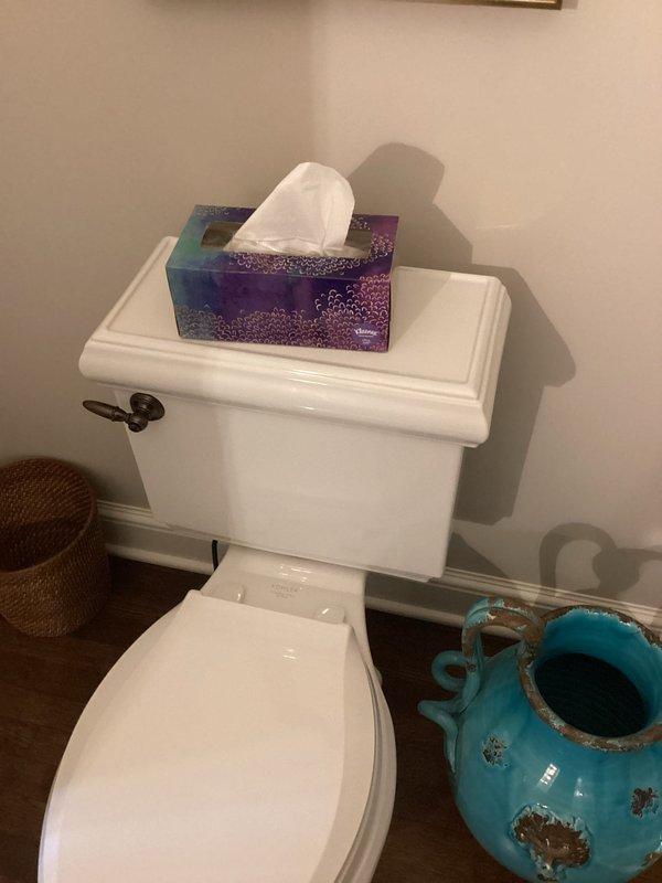 Completed plumbing inspection of residential bathroom fixtures. Identified and documented leaking toilet water supply valve requiring repair or replacement. Photographed affected areas including toilet installation and surrounding bathroom fixtures for service documentation and follow-up recommendations.