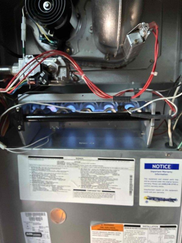 Responded to second service call and successfully replaced failed PSC blower motor with new run capacitor after diagnosing leaking and failing bearings, and replaced failed inducer motor to restore full system operation. Unit tested and confirmed operational with proper burner ignition sequence and airflow.