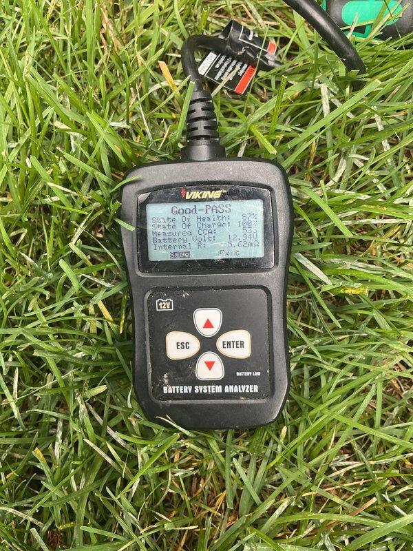 Performed scheduled maintenance on Generac generator system. Conducted comprehensive battery system analysis using diagnostic equipment, confirming 100% state of health and 100% state of charge with proper voltage readings at 12.24V. Inspected battery terminals, connections, and mounting hardware to ensure secure installation and optimal electrical contact for reliable generator operation.