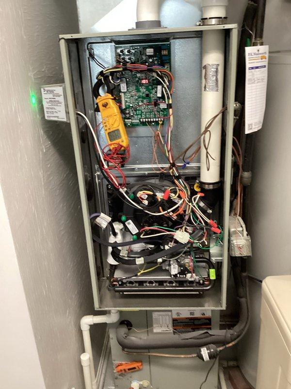 Performed comprehensive cooling system maintenance on wall-mounted HVAC unit. Conducted electrical diagnostics using digital multimeter to test control board voltage and amperage readings, verifying proper system operation and component functionality. Inspected all wiring connections, motors, blowers, and condensate drainage lines to ensure optimal performance for the cooling season.