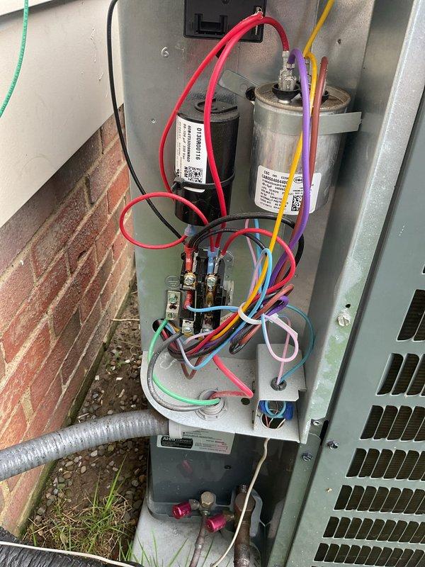 Completed comprehensive cooling system tune-up on split HVAC system. Performed thorough inspection of outdoor condensing unit, verifying proper operation of dual capacitors, contactor, and all electrical connections. Checked indoor portable cooling equipment, confirmed proper power supply and operational status of all components for optimal system performance.