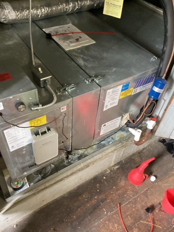 Performed preventive maintenance on two cooling systems, inspecting both the outdoor condensing unit and indoor air handler. Verified refrigerant line connections, service valves, and electrical components were secure and functioning properly, with all equipment operational at time of departure.