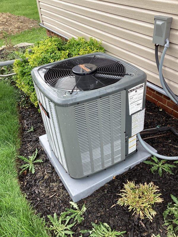 Completed first-year cooling system maintenance on residential outdoor condensing unit. Performed comprehensive system inspection, tested electrical connections and refrigerant pressures using diagnostic instruments, verified proper fan operation, and confirmed unit specifications. All components operating within normal parameters with no issues identified.