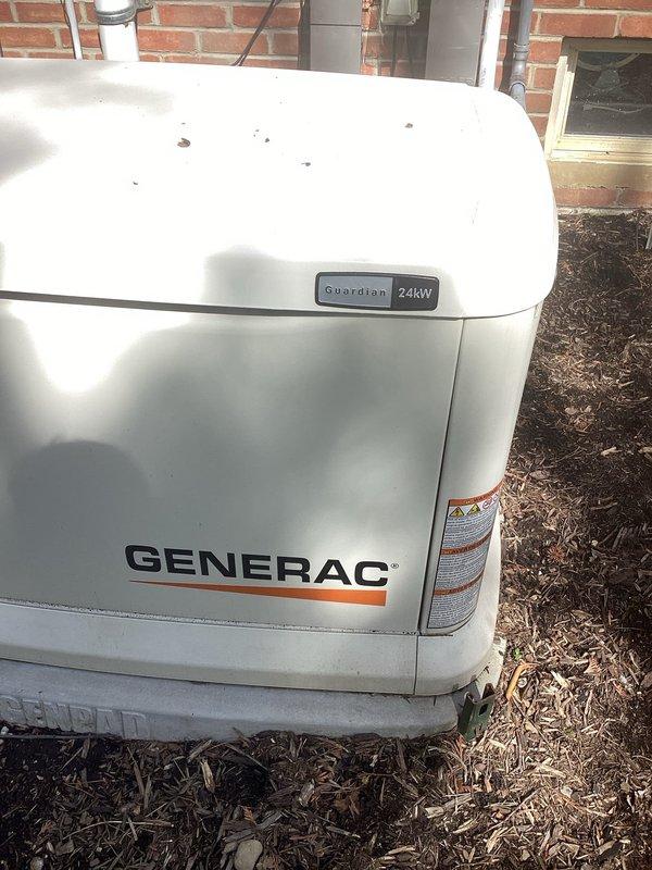 Performed scheduled preventive maintenance on Generac Guardian 24kW standby generator. Conducted comprehensive battery test using diagnostic equipment, confirming battery health with voltage reading of 13.45V and acceptable CCA values within manufacturer specifications. Inspected generator enclosure, mounting pad, and surrounding area for proper drainage and debris clearance. Verified all external components, labeling, and safety placards remain intact and legible. Unit operational and ready for automatic operation during power outages.