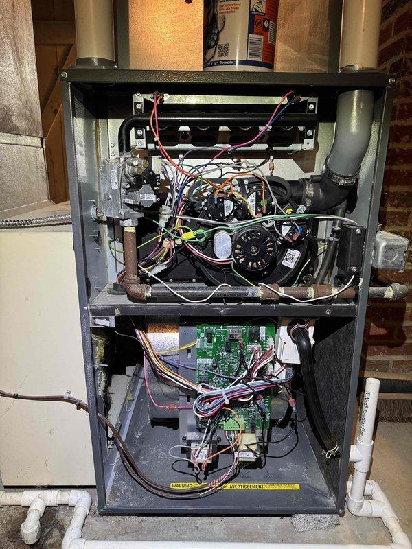 Completed comprehensive cooling system maintenance on residential HVAC unit. Performed thorough inspection of heat exchanger assembly, blower motor, evaporator coil, and all electrical components including circuit boards and wiring harnesses. Verified proper operation of all mechanical systems, checked refrigerant lines and connections, and confirmed unit is functioning efficiently for the cooling season.