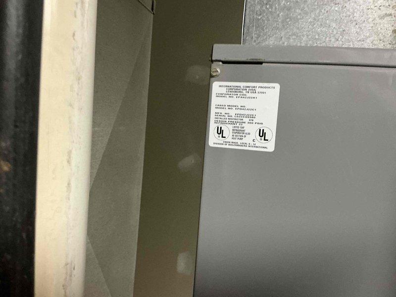 Conducted comprehensive evaluation of existing HVAC system for full replacement. Assessed current indoor air handler unit manufactured by International Comfort Products Corporation, documenting equipment specifications and condition. Evaluated outdoor condensing unit showing significant age-related wear, surface deterioration, and accumulated debris. Provided customer with complete system replacement options based on equipment assessment and operational requirements.