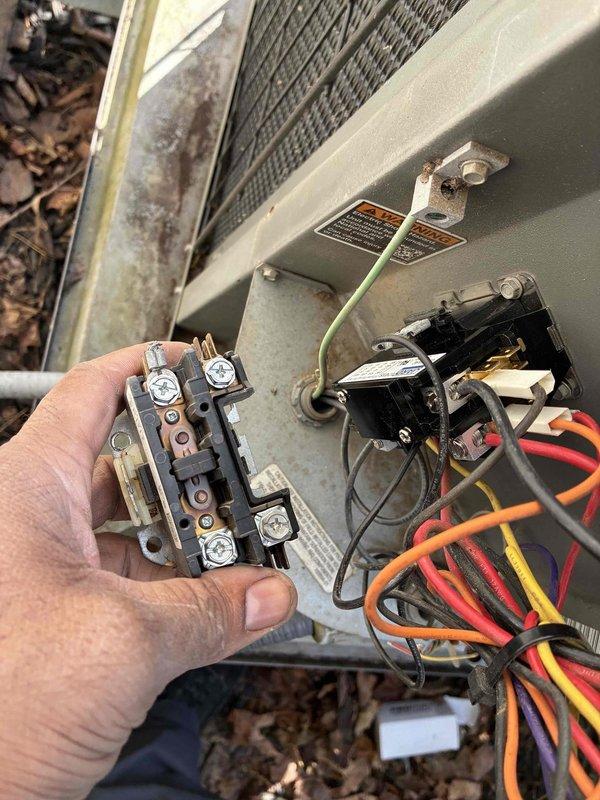 Returned to complete blower motor replacement on residential HVAC system. Removed and thoroughly cleaned blower wheel to ensure optimal airflow and system efficiency. Replaced failed dual-run capacitor and contactor with new components, as evidenced by visible wear and deterioration on removed parts. Installed surge protection device to safeguard electrical components from voltage spikes. System tested and returned to normal operation with all electrical connections secured and verified.