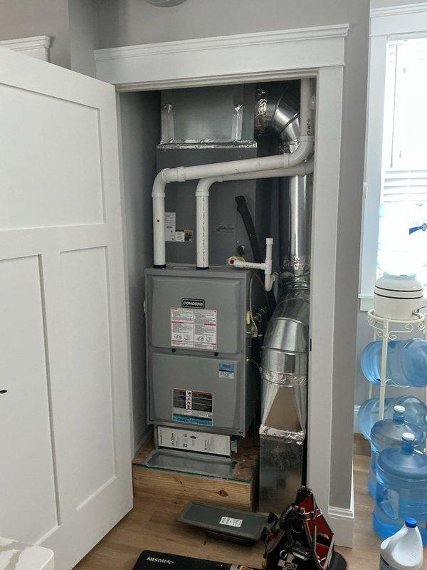 Completed comprehensive heating maintenance on Concord brand furnace system. Performed full system inspection including burner assembly, heat exchanger, blower motor, and all safety controls. Verified proper operation of thermostat, tested system cycling, and confirmed all components functioning within manufacturer specifications.