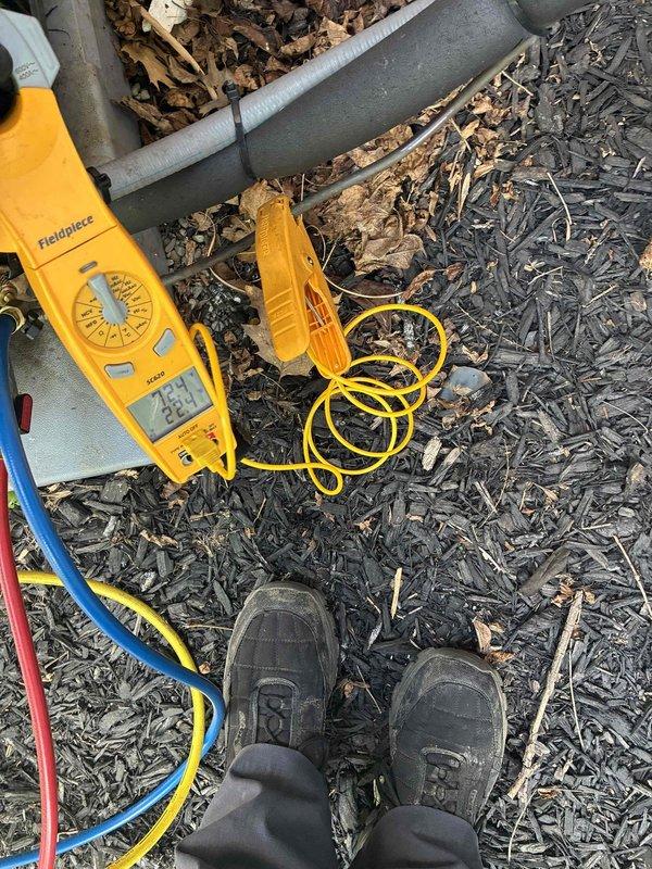 Completed scheduled preventive maintenance service on residential cooling system. Performed comprehensive system diagnostics including electrical testing of compressor and control circuits using digital multimeter to verify proper voltage and amperage readings. Inspected and tested all wire connections at terminal block, ensuring secure electrical connections and proper color-coded wiring configuration for safe operation.